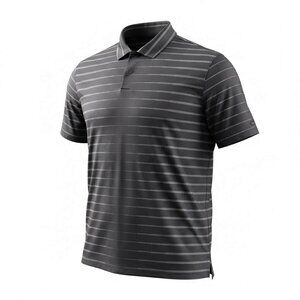 Nike Tiger Woods TW Dri-Fit Golf Polo Gray Stripe Performance Shirt Mens L 3185